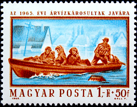 Венгрия 1965 год . Жертвы наводнения . Каталог 1,50 €.